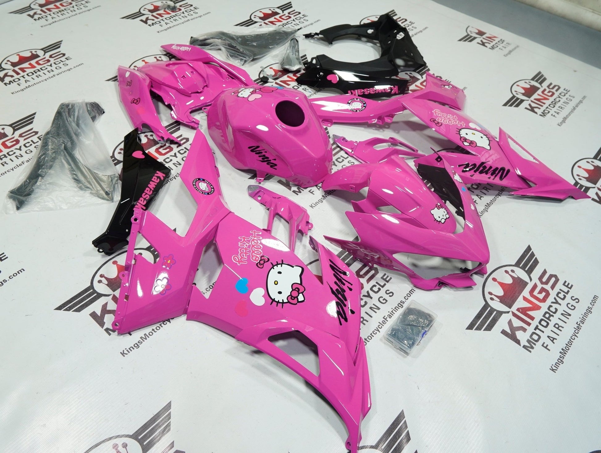 Kawasaki Ninja 400 Fairing set (2018-2023) Pink Hello Kitty at KingsMotorcycleFairings.com