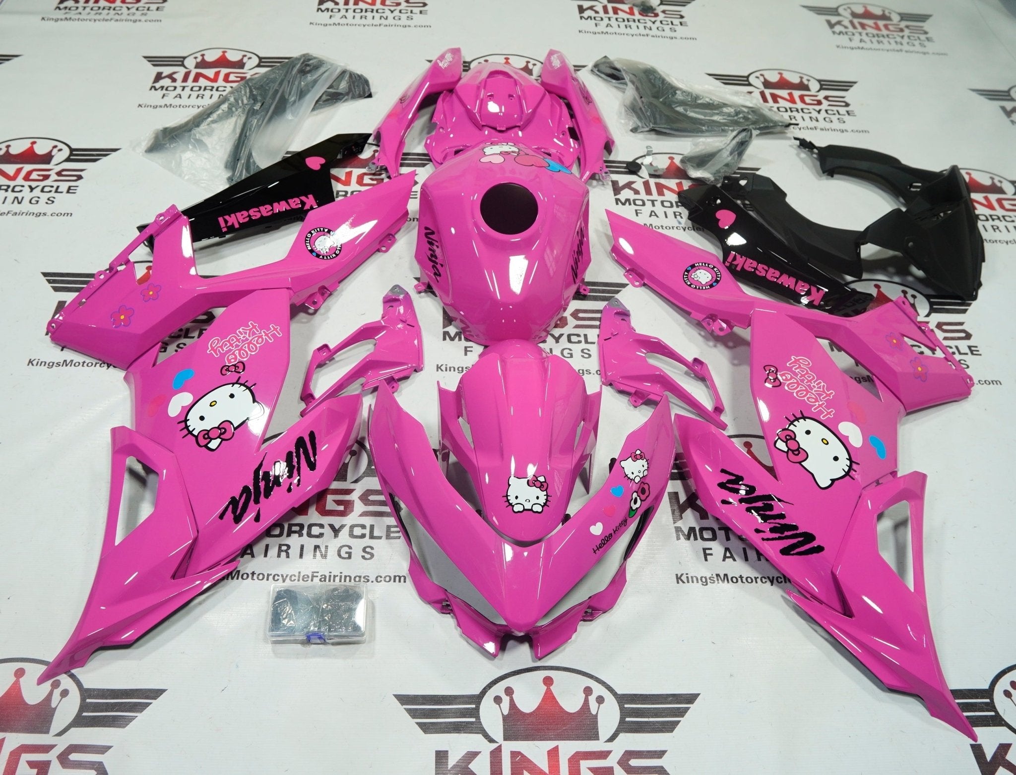 Kawasaki Ninja 400 Fairings (2018-2023) Pink Hello Kitty at KingsMotorcycleFairings.com