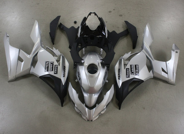 Kawasaki Ninja 400 Fairings (2018-2023) Silver, Black, Repsol at KingsMotorcycleFairings.com