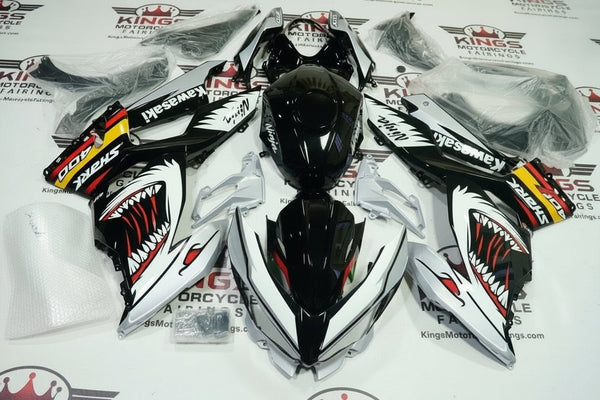 Kawasaki Ninja 400 Fairings (2018-2023) Silver, Black, White, Red Shark at KingsMotorcycleFairings.com