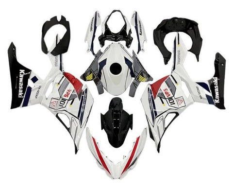 Kawasaki Ninja 400 Fairings (2018-2023) White, Black, Gray, Red Stripe at KingsMotorcycleFairings.com