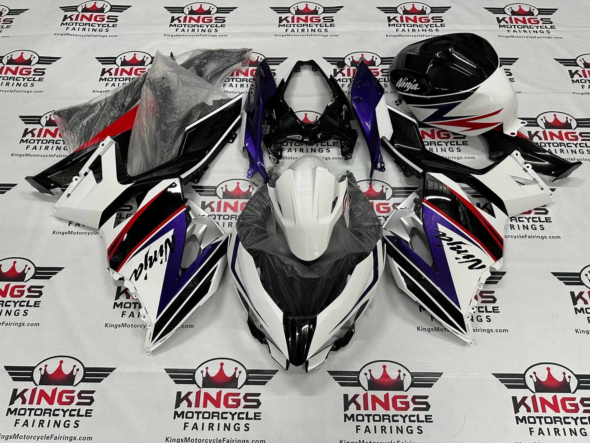 Kawasaki Ninja 400 Fairings (2018-2023) White, Black, Red, Purple at KingsMotorcycleFairings.com