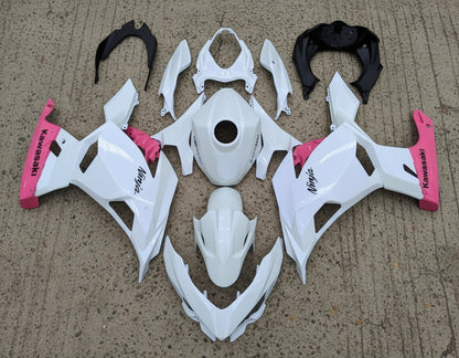 Kawasaki Ninja 400 Fairing set (2018-2023) White, Pink at KingsMotorcycleFairings.com