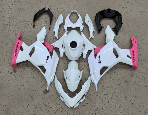 Kawasaki Ninja 400 Fairings (2018-2023) White, Pink at KingsMotorcycleFairings.com