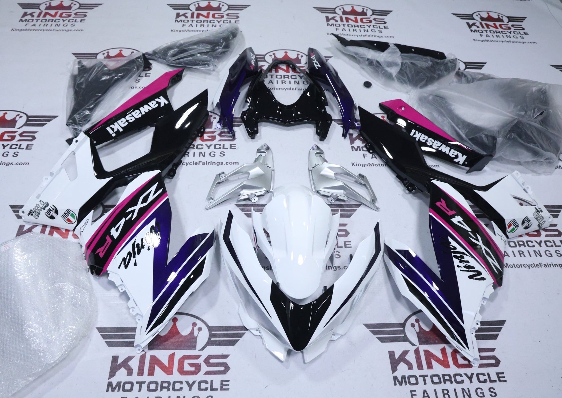 Kawasaki Ninja 400 Fairings (2018-2023) White, Purple, Pink at KingsMotorcycleFairings.com