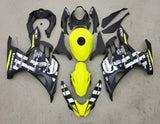 Kawasaki Ninja 400 Fairings (2018-2023) Yellow, Black, White Skull at KingsMotorcycleFairings.com