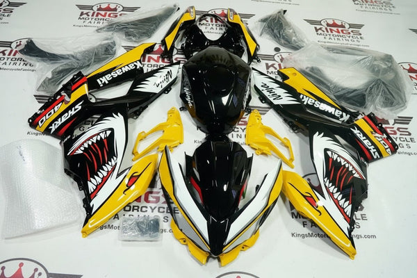 Kawasaki Ninja 400 Fairings (2018-2023) Yellow, Black, White, Red Shark at KingsMotorcycleFairings.com