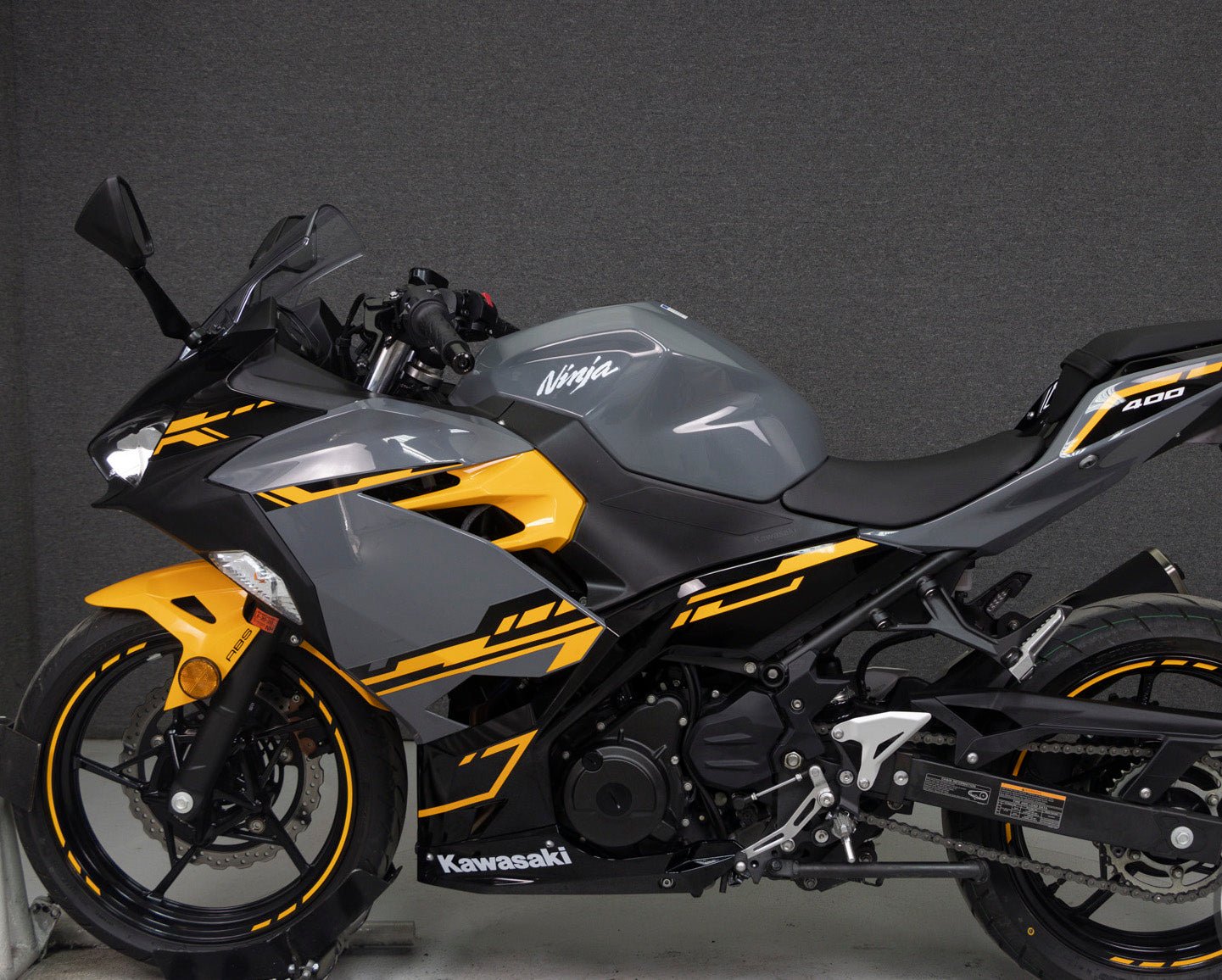 Kawasaki Ninja 400 Fairing set (2018-2023) Nardo Gray, Yellow, Black at KingsMotorcycleFairings.com