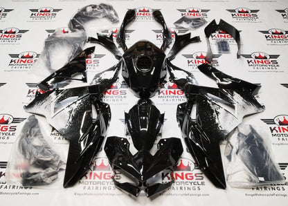 Kawasaki Ninja 500 Fairing Kit (2024-2025) Black, White Spray from KingsMotorcycleFairings.com