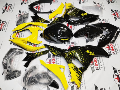 Kawasaki Ninja 500 Fairing Kit (2024-2025) Black, Yellow Spray at KingsMotorcycleFairings.com