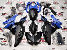 Kawasaki Ninja 500 Fairing Kit (2024-2025) Flat Black, Blue Spray from KingsMotorcycleFairings.com