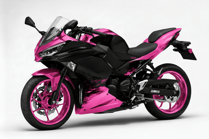 Kawasaki Ninja 500 Fairing Kit (2024-2025) Matte Black, Pink Splash at KingsMotorcycleFairings.com