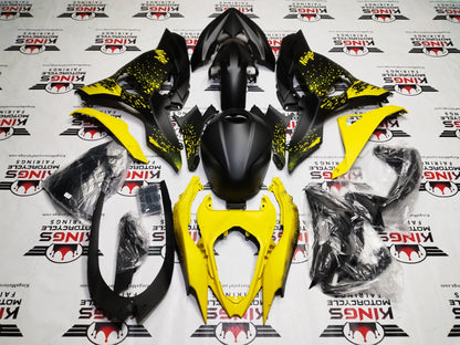 Kawasaki Ninja 500 Fairing Kit (2024-2025) Matte Black, Yellow Splash at KingsMotorcycleFairings.com
