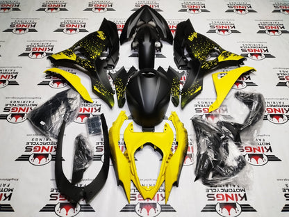 Kawasaki Ninja 500 Fairing Kit (2024-2025) Matte Black, Yellow Spray at KingsMotorcycleFairings.com