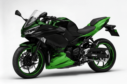Kawasaki Ninja 500 Fairing Kit (2024-2025) Matte Green, Matte Black Splash at KingsMotorcycleFairings.com