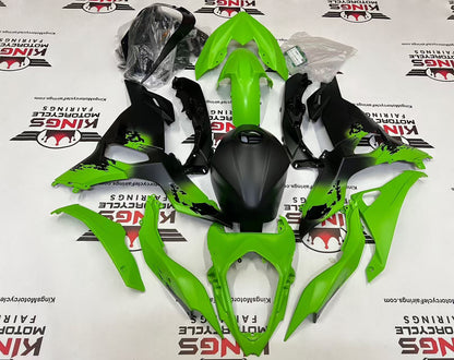 Kawasaki Ninja 500 Fairing Kit (2024-2025) Matte Green, Matte Black, Black Splash at KingsMotorcycleFairings.com