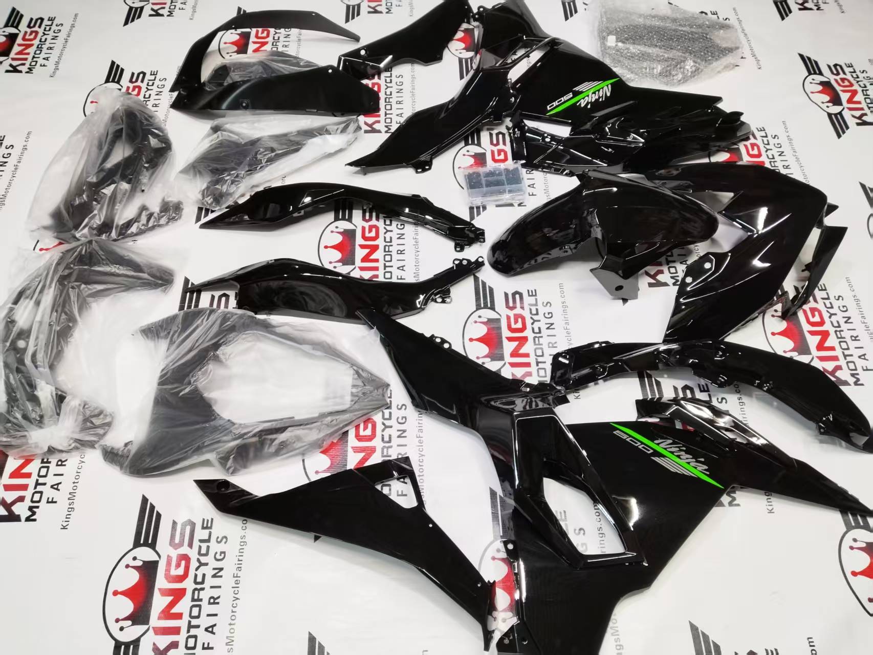 Kawasaki Ninja 500 Fairing Set (2024-2025) Black Gloss by KingsMotorcycleFairings.com