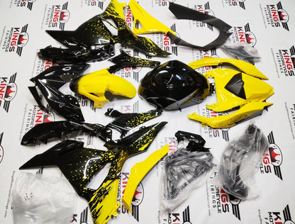 Kawasaki Ninja 500 Fairing Set (2024-2025) Black, Yellow Spray at KingsMotorcycleFairings.com