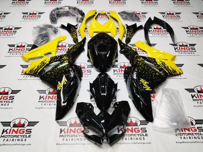 Kawasaki Ninja 500 Fairing Set (2024-2025) Black, Yellow Spray at KingsMotorcycleFairings.com