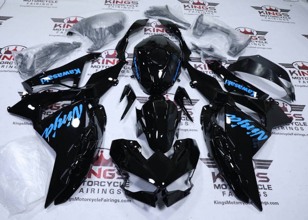 Kawasaki Ninja 500 Fairings (2024-2025) Black, Light Blue at KingsMotorcycleFairings.com