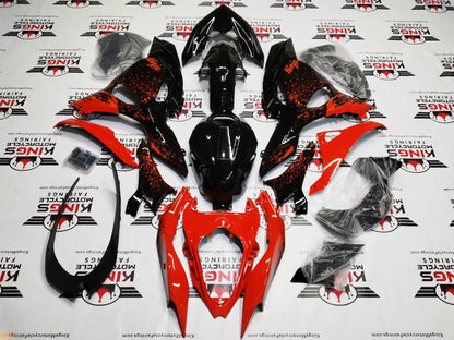 Kawasaki Ninja 500 Fairings (2024-2025) Black, Red Spray from KingsMotorcycleFairings.com