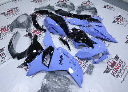Kawasaki Ninja 500 Fairings (2024-2025) Blue Pastel, Black at KingsMotorcycleFairings.com