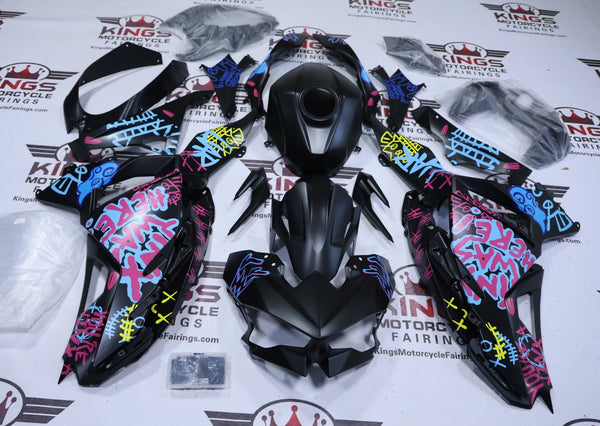 Kawasaki Ninja 500 Fairings (2024-2025) Matte Black Jinx Cartoon at KingsMotorcycleFairings.com