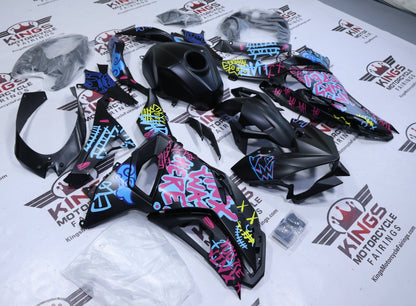 Kawasaki Ninja 500 Fairings (2024-2025) Matte Black Jinx Cartoon from KingsMotorcycleFairings.com