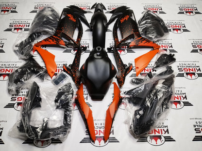 Kawasaki Ninja 500 Fairings (2024-2025) Matte Black, Matte Orange Splash at KingsMotorcycleFairings.com