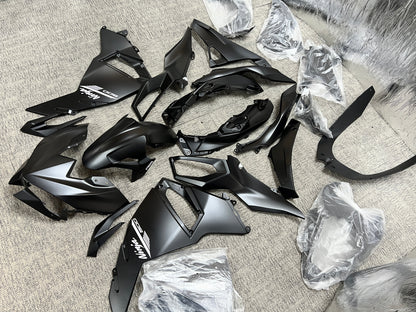 Kawasaki Ninja 500 Fairings (2024-2025) Matte Black, White at KingsMotorcycleFairings.com