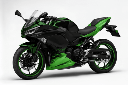 Kawasaki Ninja 500 Fairings (2024-2025) Matte Green, Matte Black, Black Splash from KingsMotorcycleFairings.com