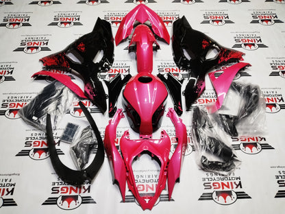 Kawasaki Ninja 500 Fairings (2024-2025) Pink Splash, Black Gloss at KingsMotorcycleFairings.com