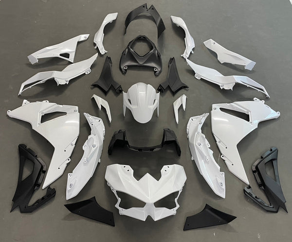 Kawasaki Ninja 500 Fairings (2024-2025) White, Black at KingsMotorcycleFairings.com