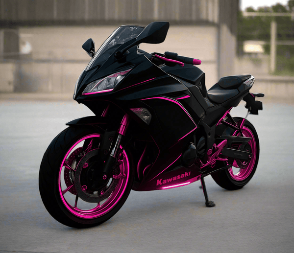 Kawasaki Ninja 650 ER6F Fairings (2017-2019) Gloss Black, Pink Stripes at KingsMotorcycleFairings.com
