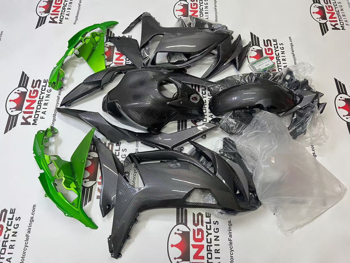Kawasaki Ninja 650 Fairing Kit (2020-2025) Faux Carbon Fiber, Lime Green from KingsMotorcycleFairings.com