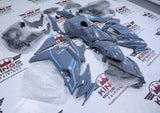 Kawasaki Ninja 650 Fairing Kit (2020-2025) Gray, Blue Stripes at KingsMotorcycleFairings.com