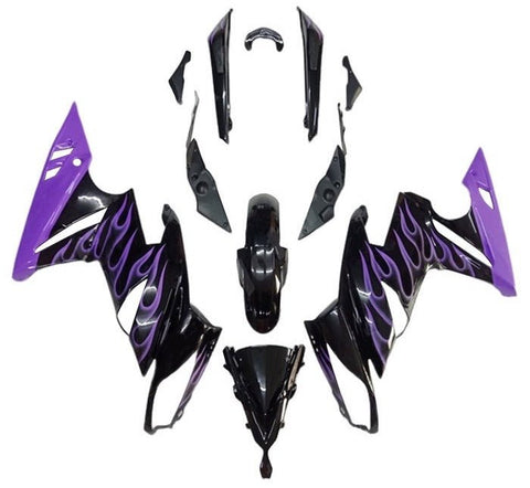 Kawasaki Ninja 650 Fairings (2009-2011) Black, Purple Flames at KingsMotorcycleFairings.com