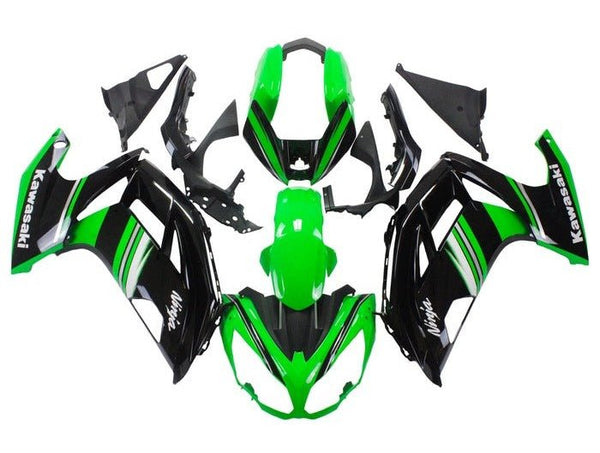 Kawasaki Ninja 650 Fairings (2012-2016) Green, Black, White, Gray Stripe at KingsMotorcycleFairings.com