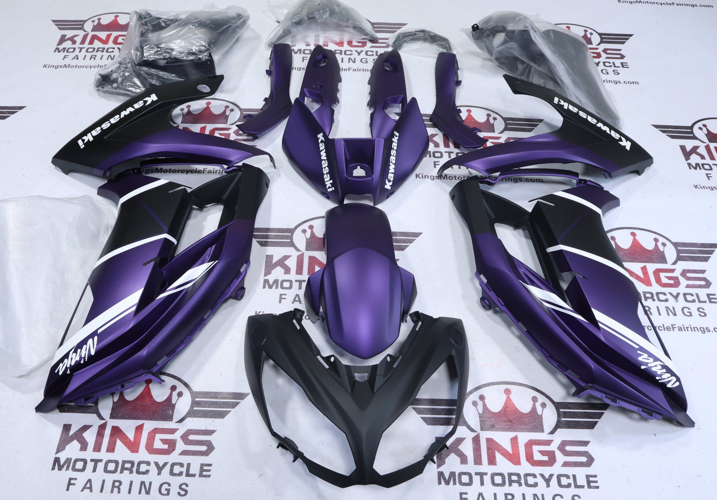 Kawasaki Ninja 650 Fairings (2012-2016) Matte Purple, Black, White from KingsMotorcycleFairings.com