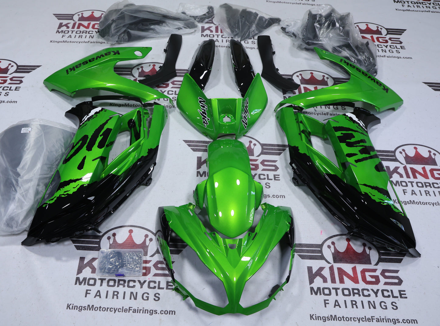 Kawasaki Ninja 650 Fairings (2012-2016) Metallic Green, Black at KingsMotorcycleFairings.com