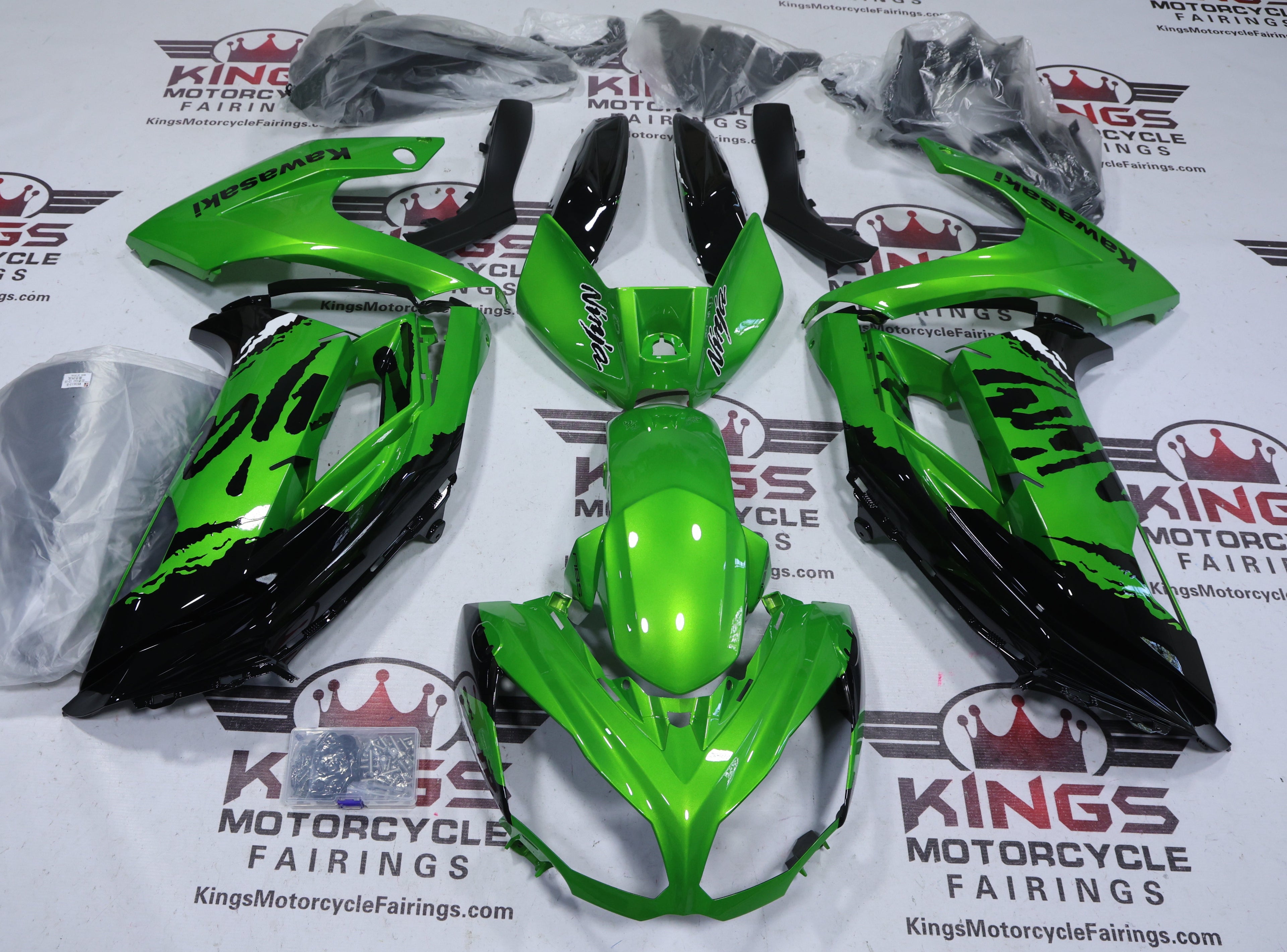 Kawasaki Ninja 650 Fairings (2012-2016) Metallic Green, Black at KingsMotorcycleFairings.com