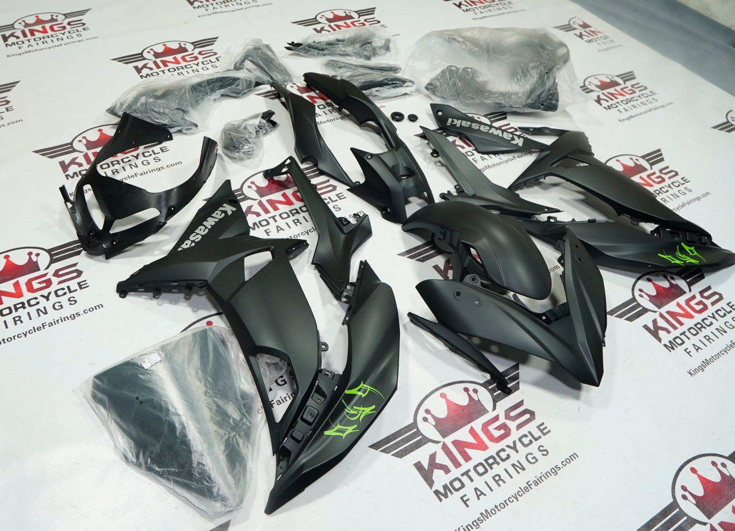 Kawasaki Ninja 650 Fairings (2017-2019) Matte Black, Gray, Green from KingsMotorcycleFairings.com