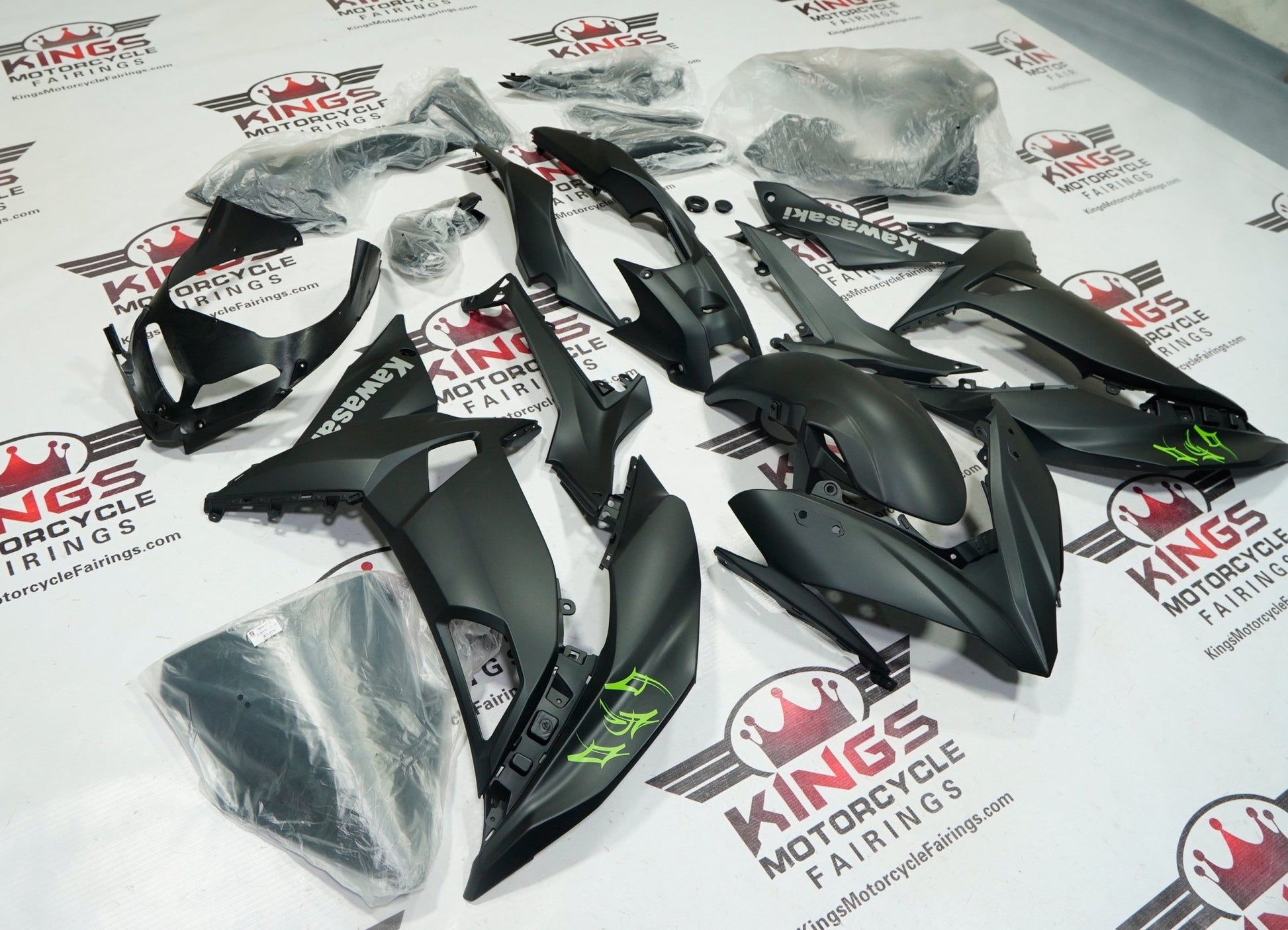 Kawasaki Ninja 650 Fairings (2017-2019) Matte Black, Gray, Green from KingsMotorcycleFairings.com