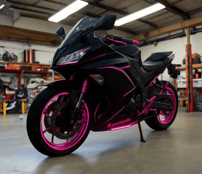 Kawasaki Ninja 650 Fairings (2017-2019) Matte Black, Pink Stripes at KingsMotorcycleFairings.com