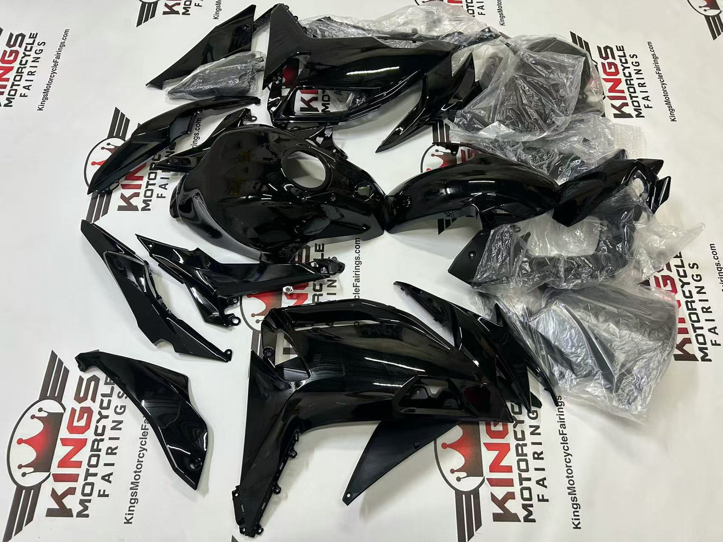 Kawasaki Ninja 650 Fairings (2020-2025) All Black from KingsMotorcycleFairings.com