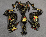Kawasaki Ninja 650 Fairings (2020-2025) Black, Gold, Dark Red Honeycomb at KingsMotorcycleFairings.com