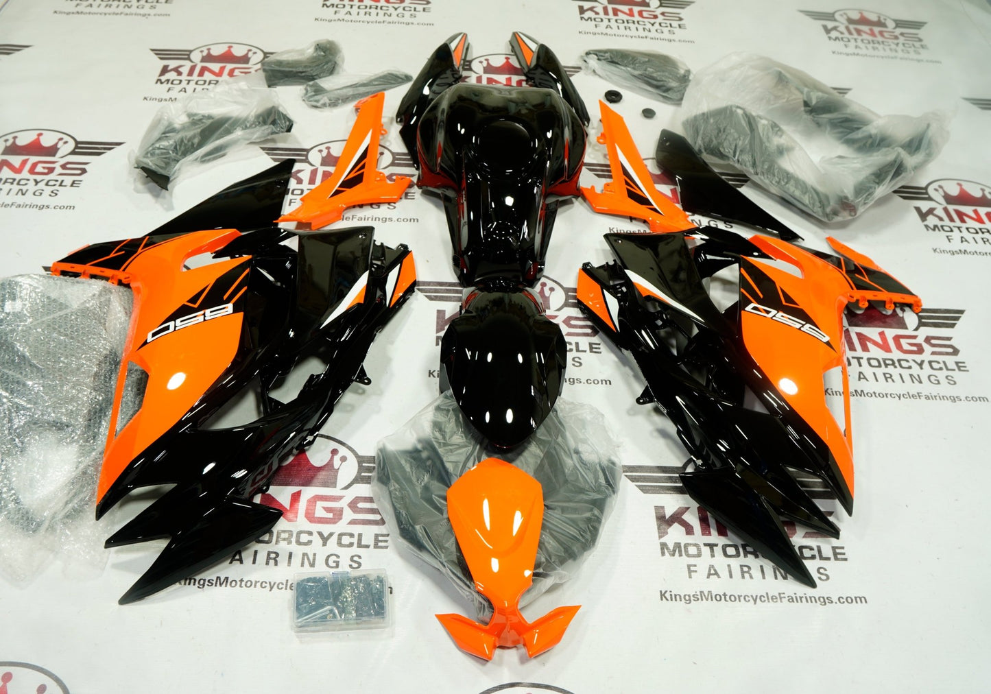 Kawasaki Ninja 650 Fairings (2020-2025) Black, Orange, White at KingsMotorcycleFairings.com
