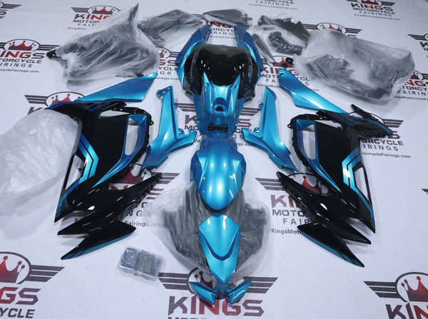 Kawasaki Ninja 650 Fairings (2020-2025) Black, Turquoise Blue at KingsMotorcycleFairings.com