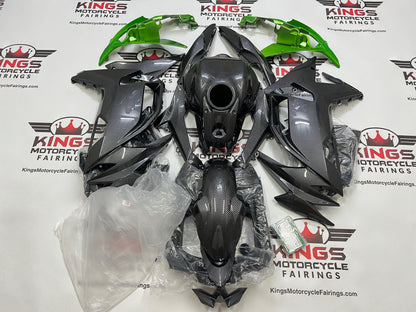 Kawasaki Ninja 650 Fairings (2020-2025) Faux Carbon Fiber, Lime Green at KingsMotorcycleFairings.com