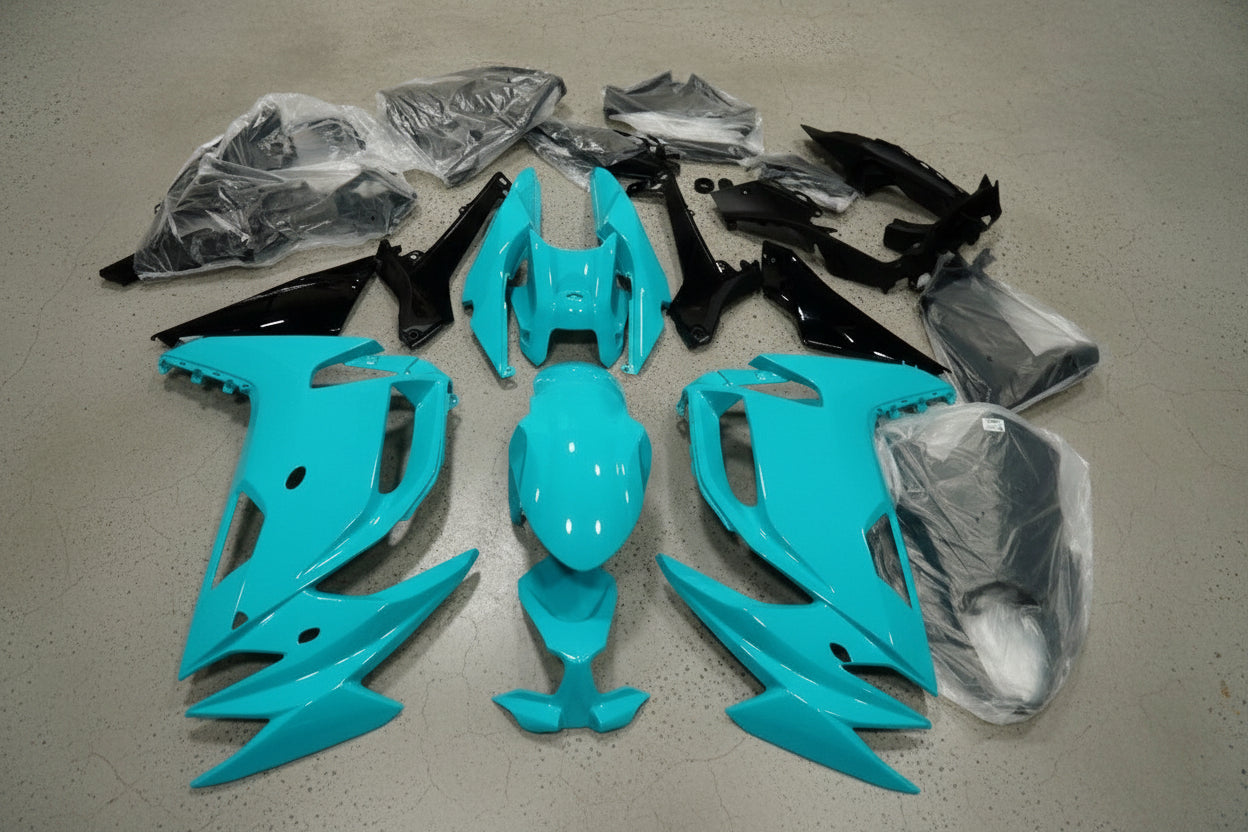 Kawasaki Ninja 650 Fairings (2020-2025) Light Blue, Black at KingsMotorcycleFairings.com